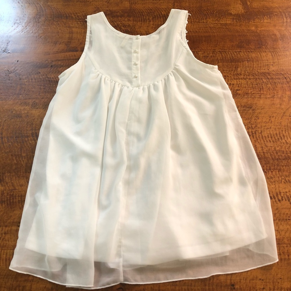 ❤️Boutique - White Crochet & Chiffon Swing Tank Top - S - Picture 2 of 5